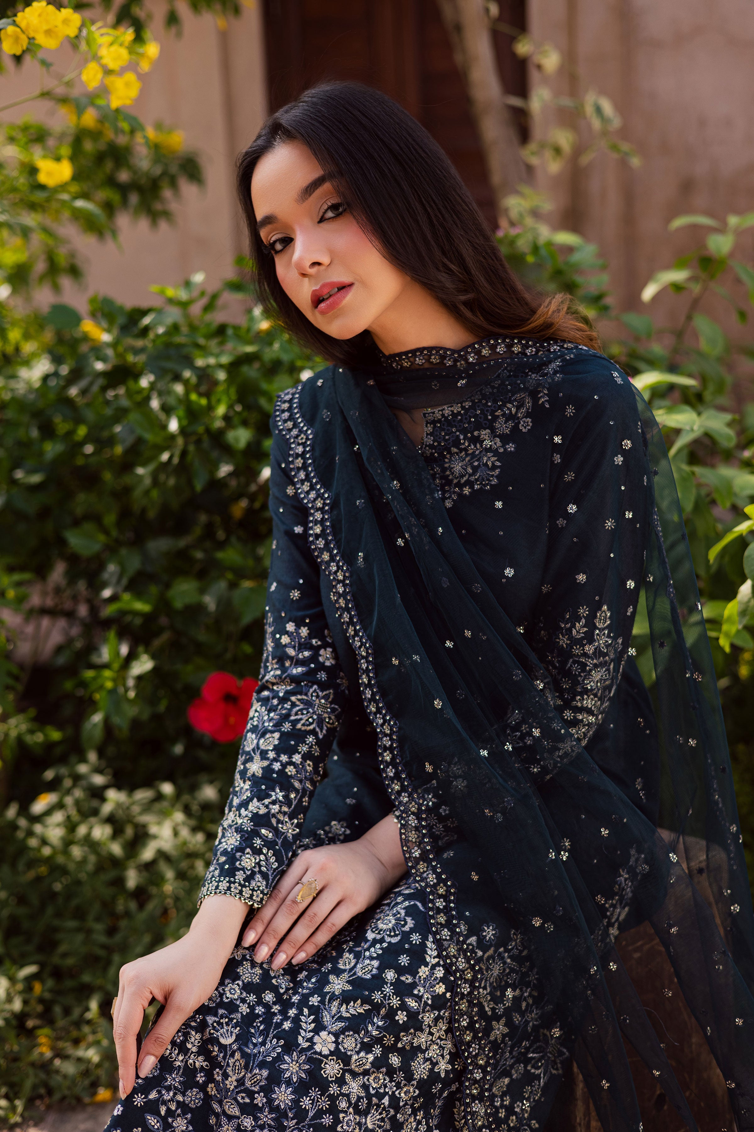 Berry Blue – Summer Embroidered 3 Piece Suit