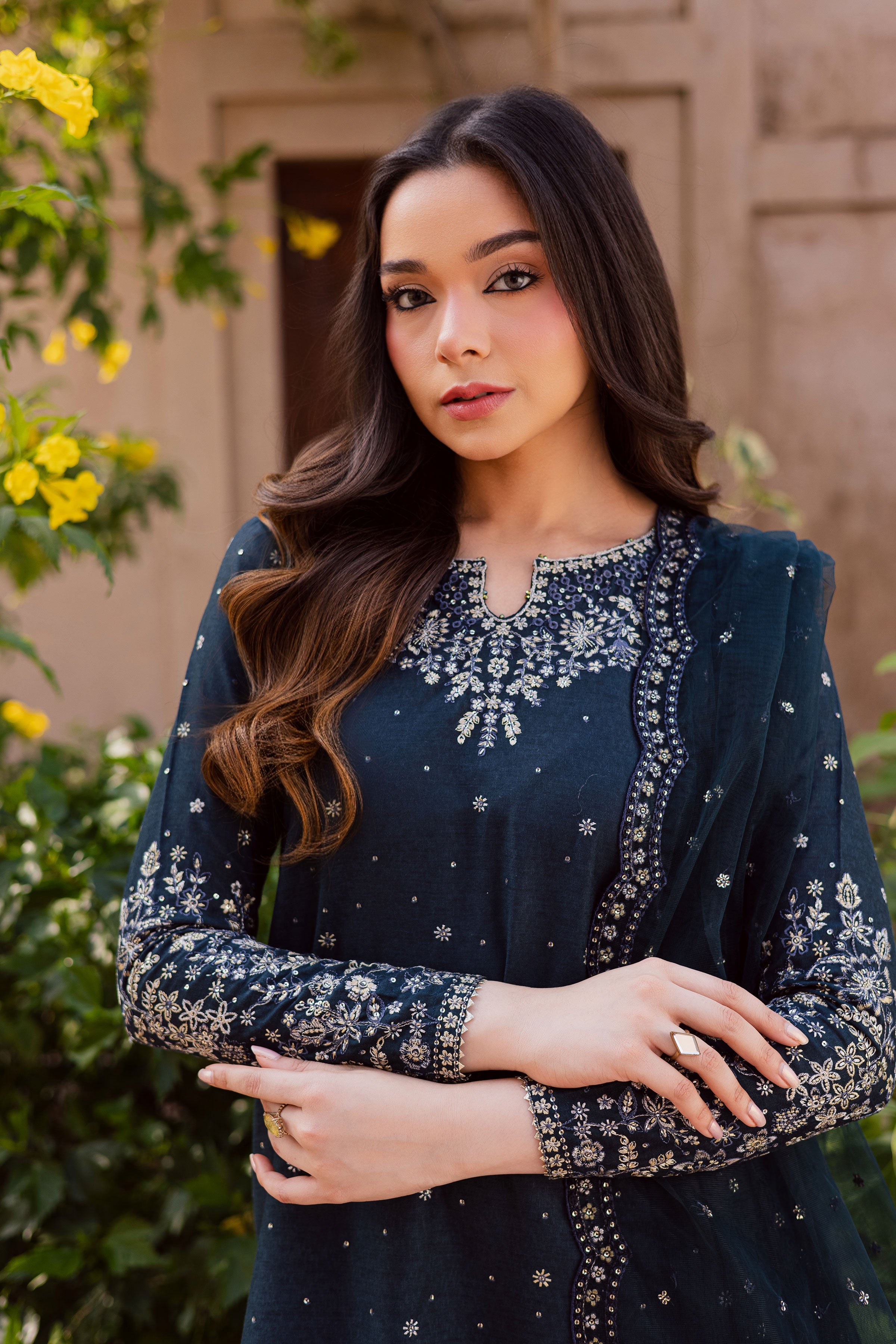 Berry Blue – Summer Embroidered 3 Piece Suit