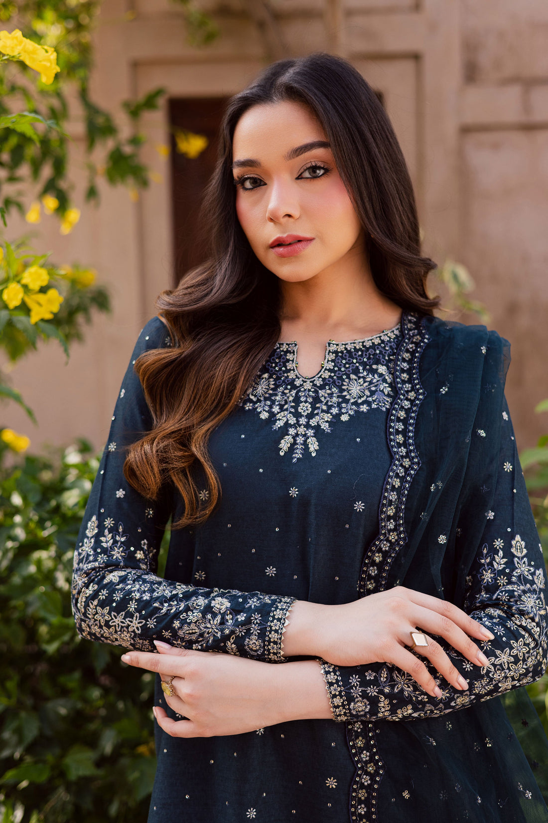 Berry Blue – Summer Embroidered 3 Piece Suit