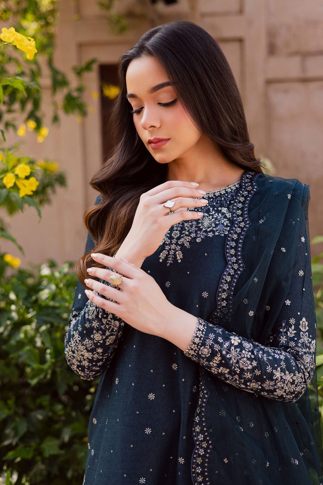 Berry Blue – Summer Embroidered 3 Piece Suit