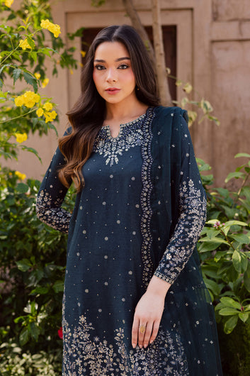 Berry Blue – Summer Embroidered 3 Piece Suit