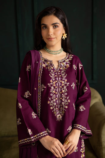 Prune – Embroidered Lawn 3 Piece Suit